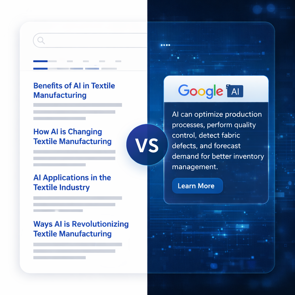 "traditional Google blue link results vs AI generated answer zero click search comparison 2026"
